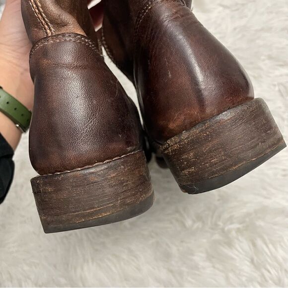 Bed Stu Manchester II Teak Rustic Leather Riding Boots Tall Lace Up back sz‎ 6 - Picture 11 of 11